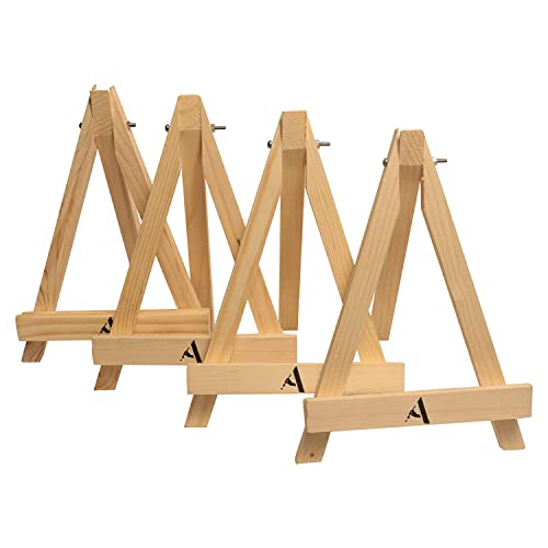 Image of Wooden Mini Easel Stand 10 inch for Painting & Display Purposes (Set of 4) - Small Handmade 10 Inch Canvas Stand for Painting, Presentations and Display Purposes