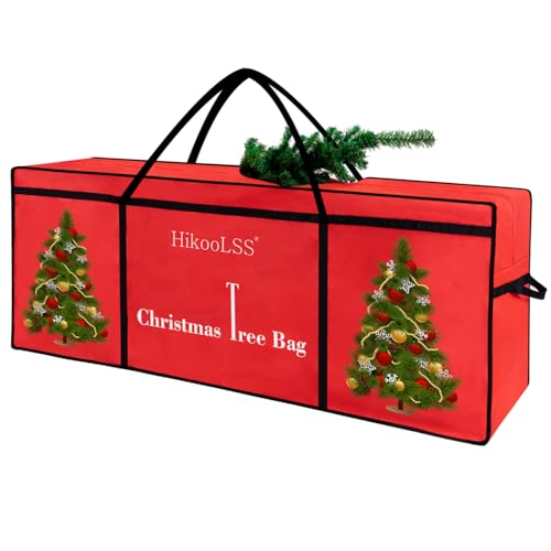 12 Ft Christmas Tree Bag Built-in Christmas Ornaments Pockets, 4 Carry Handles and Dual Zippers,Extra Large Christmas Tree Storage Bags Fits Up to 12 Ft Wide Opening Oxford Fabric Red(65X23X27in) by HikooLSS - Used condition - CA$36.63