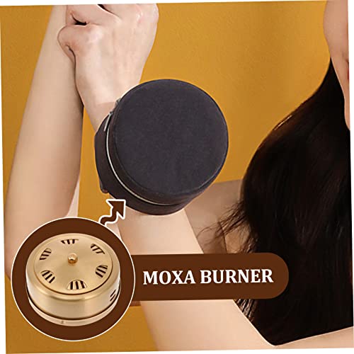 Caja portátil de moxibustión de cobre, quemador para moxa con cubierta de tela y diseño retro, herramienta para masaje corporal para uso doméstico miniatura 6
