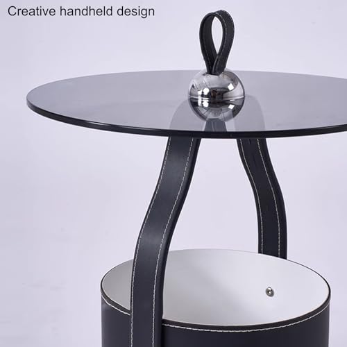 Table basse ronde design créatif en acier au carbone et verre trempé