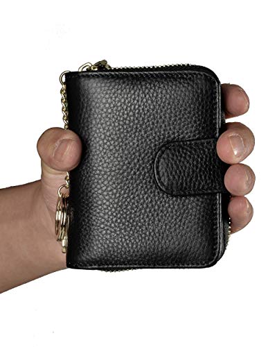 Beurlike Women's Rfid Credit Card Holder Organizer Case Leather Security Wallet (Upgrade A (10 Accordion/Key Ring) - Black #TOP6