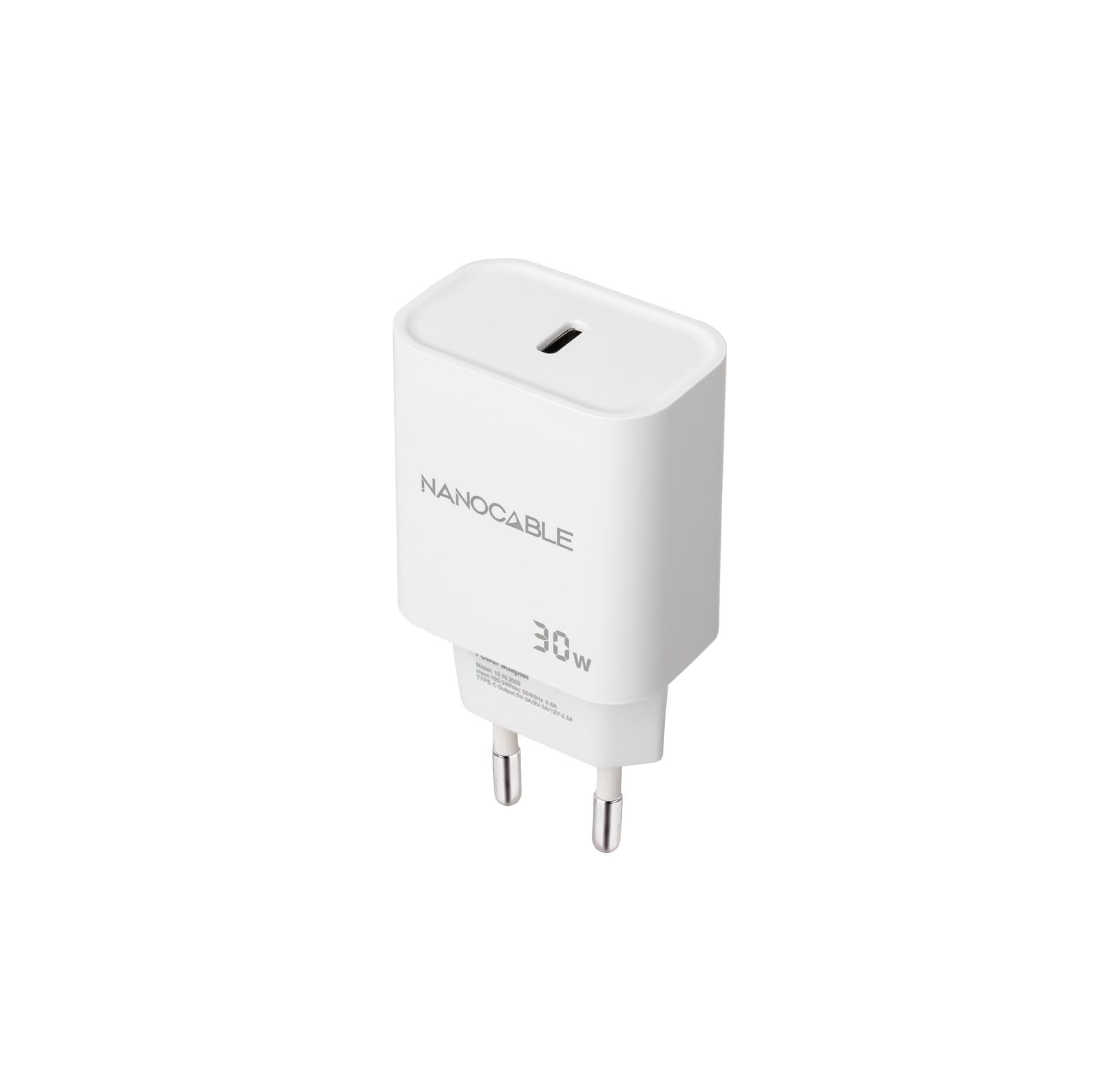 Cargador de Pared Nanocable 10.10.2009/ 1xUSB Tipo-C/ 30W/ Blanco