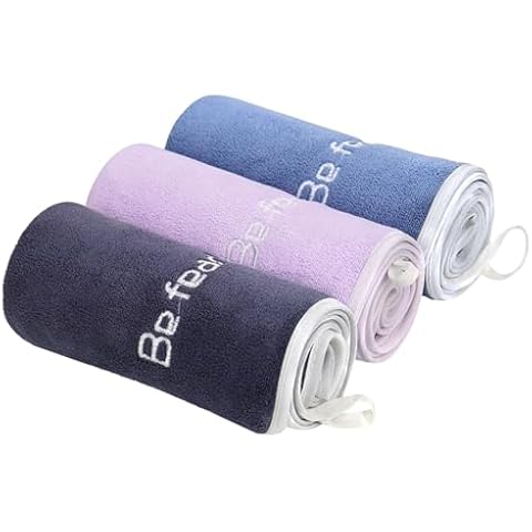 Gym Towels Microfiber Super Soft Towel for Yoga Fitness, Sports, Workout, Quick-Drying Cycling Towels（14x29inches, Grey+Blue+Purple Cover