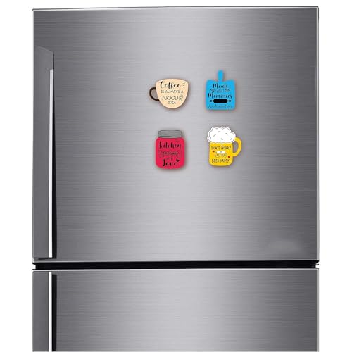 Image of LIVELLO Wooden Fridge Magnets for Home & Kitchen | Gift Items | Refrigerator Decorative Magnet | Funny Magnets | Kitchen Funny | Indian Cultural Themed Magnets (Multicolor 11)