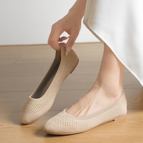 Mesh Knit Ballet Flat Shoes for Women, Classic Round Toe Flats Foldable, Ladies Ballerina Walking Dress Shoes, Slip on Machine Washable Lightweight Loafers Flats2