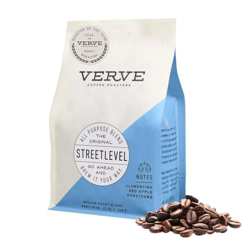 Verve Coffee Roasters Whole Bean Coffee Streetlevel Blend | Medium Roast, Brewed or Espresso, Direct Trade, Resealable Pouch | Enjoy Hot or Cold Brew | 12oz Bag
