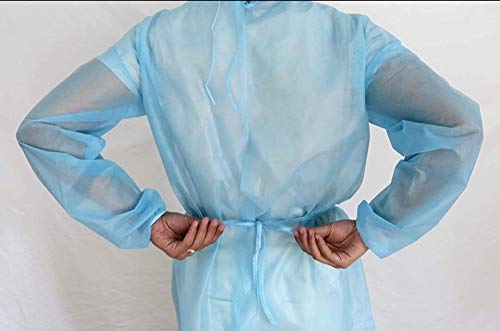 120 pieces Disposal Protective Isolation Gown - Blue. Latex Free,Non-Woven, Fluid Resistant,ONE Size FITS All 120 Pcs