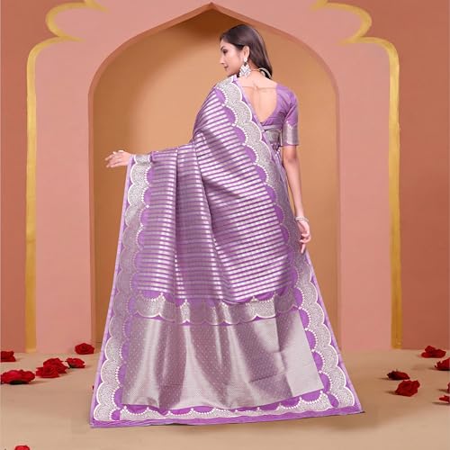 VIRAHI lavender banarasi silk saree in art silk – image 5