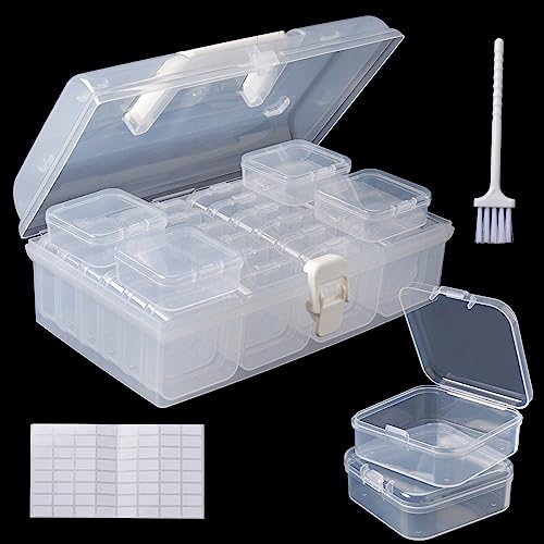 Image of Douorgan Small Bead Storage Containers 28 Pieces Plastic Storage Organizers Portable Art Storage Case Transparent Boxes Jewelry Beads Storage Box(1 Pack)