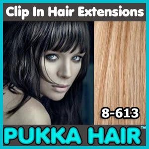 15 Inch (Light Brown / Blonde #8/613) Clip In Human Hair Extensions - 8 Piece Set - Full Head - Clips Attached - 90g Weight - Get the Celebrity Lush Look!!