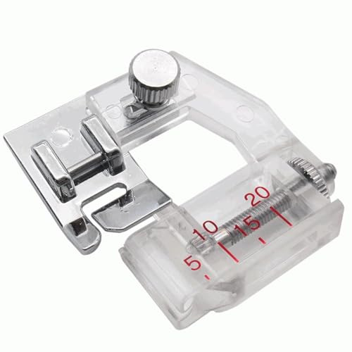 TECHZOCO Prensatelas para Bies, Vivos y Dobladillos Snap-On, Prensatelas para bies Ajustable, Prensatelas para aplicar bies, Ajustable de 5 mm a 20 mm, Tipo Snap-On.