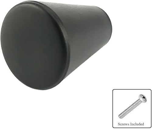 Miniatura 4 de Perillas modernas para gabinetes, manijas en forma de cono de 0.787 pulgadas, acabado negro con inserción de tornillo de latón, herrajes