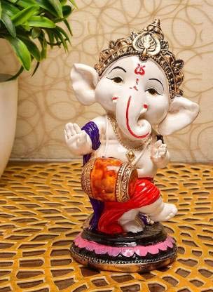 Handicrafts Villa Dancing Ganesh Showpiece (Dholak Ganesh, Standard)