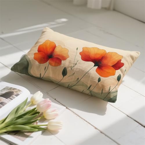 Housse de coussin 40x70 orange brûlée en lin doux pour canapé - 5