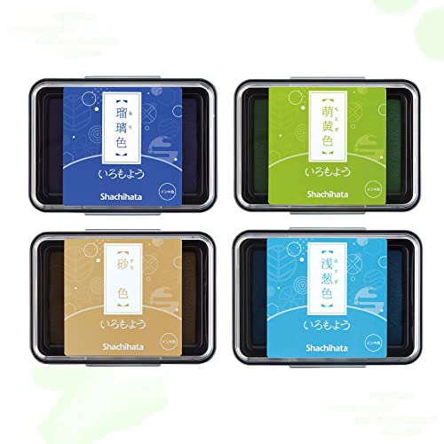 【趣の４色セット】シャチハタ いろもよう スタンプパッド 瑠璃色、萌黄色、浅葱色、砂色【文月セット】