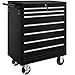 Price comparison product image TecTake® Tool Chest with 7 Drawers, Lock and Non-Slip Mats. Made with Powder Coated Steel, Ball Bearing Slides and 4 Wheels with Brakes. Durable Rolling Storage for Workshops. 150 kg Load - Black