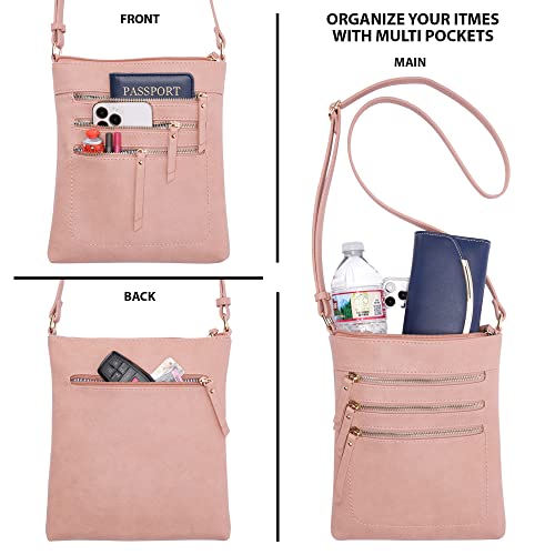 Image of Solene Crossbody Bag Functional Multi Pocket Messenger Purse Top Zip Closure Shoulder Handbag With Adjustable Strap
