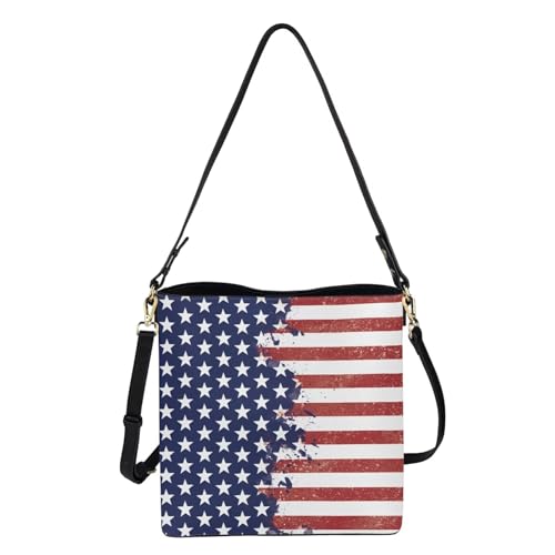 Image of HUGS IDEA Boho Bags for Women Leather Handbag Shoulder Bucket Crossbody Purse