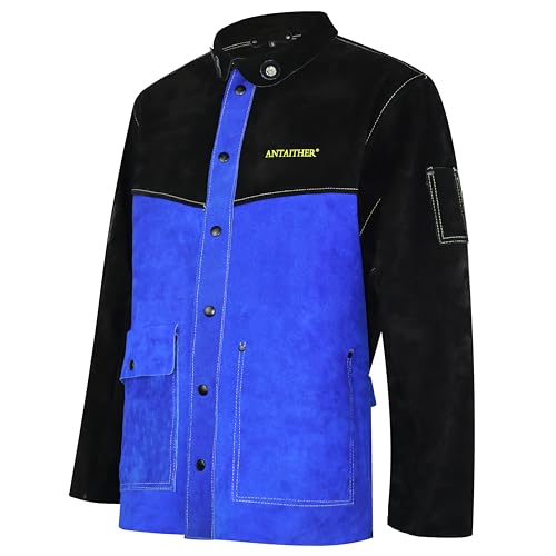 Image of ANTAITHER Leather Welding Jacket - Exceptional Heat and Flame Protection, Heavy-Duty Coat (Large)