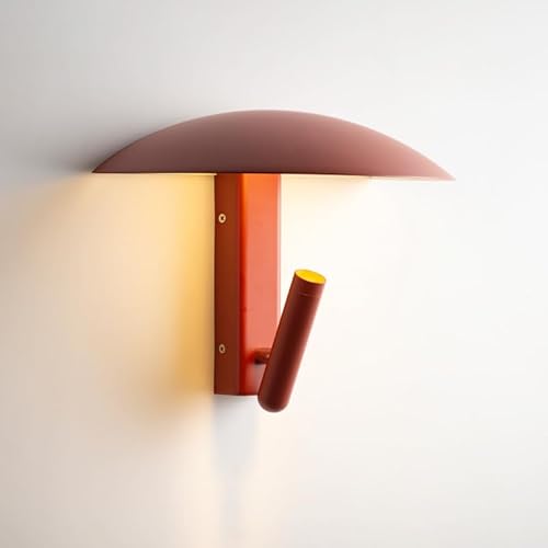 B·LED BARCELONA LED Applique da parete lettura “AKARI” LED 3W 2700K orientabile rosso terracotta – minimalista per camera da letto testata letto corridoio luce calda diffusa per lettura e atmosfera