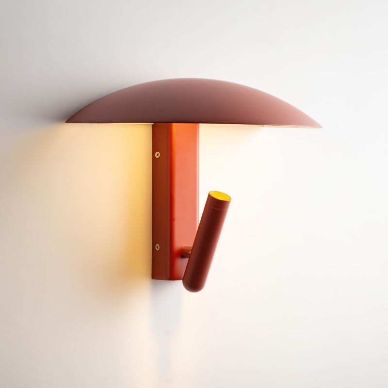 B·LED BARCELONA LED Aplique de Pared para Lectura “AKARI” 3W LED 2700K, Luz Cálida – Cabezal Orientable – Interior – Rojo Terracota – Estilo Moderno – Dormitorio, Mesilla Noche, Hotel