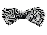 Zebra Black White Bow Tie Pre Tied Plastic Clip