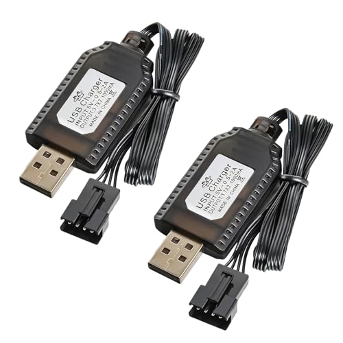 2 Pièces 7.4V USB Chargeur Câble RC Universel,Chargeur Voiture Telecommandé pour Batterie LiPo 2S 7.4V Connecteur SM-3P Compatible Télécommandés RC...