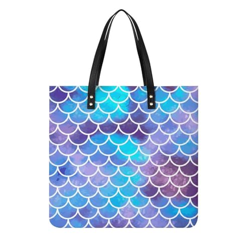 Sac shopping sirène bleue et violette fourre-tout pour femme 39x39cm
