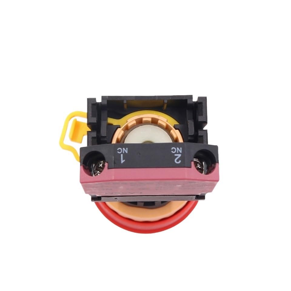 Interruptor pulsador de bloqueo de 22 mm con enclavamiento, parada de emergencia for ascensor, fuente de alimentación con forma de hongo rojo, contacto de plata NO NC, 10 A(1NO 1NC)