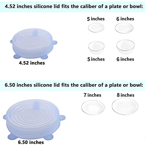 77L Silicone Stretch Lids, [Set of 10], 2 Different Size Reusable Silicone Stretch Lids, Sealed Durable Food Storage Covers Suit for Most Plate, Bowl, Dishes, Pans, Keep Food Fresh (Blue) - Thumbnail 2