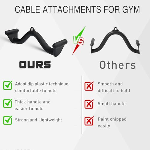 Image of BLUSLM Lat Pull Down Bar T bar Row Attachment, V Bar Tricep Lat Pulldown Attachments, Back Strength Training Bar for Home Gym Exercise Cable Machine Attachments