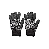[valletta] バレッタ 日本製 ニット 手袋 スマホ タッチパネル 対応 グローブ メンズ 雪柄 鹿柄 ノルディック柄 ボア フェザーヤーン 通勤 通学 防寒 ブラック【雪柄】 FREEサイズ