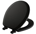 Mayfair Cameron Black Toilet Seat, Non Slip Heavy Duty Wood, Easy Clean, Round