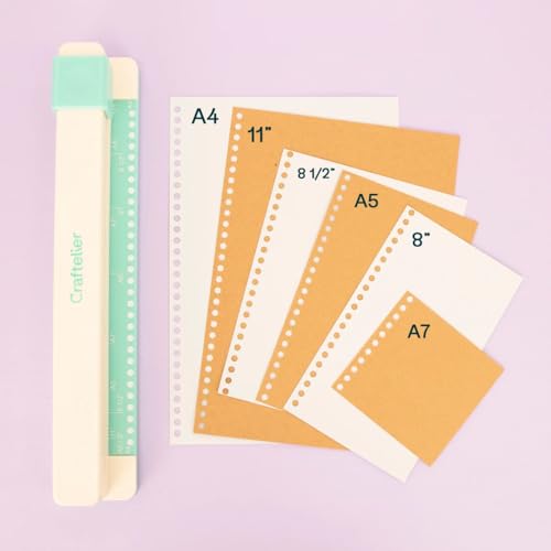 Craftelier - Manuelles Bindegerät mit 30 Löchern – Locher mit 6 Ringen in Schwarzweißtönen – Locht bis zu 5 Blatt – kompatibel mit den Größen A4, A5, A6, A7 – für Notizbücher und Scrapbooking