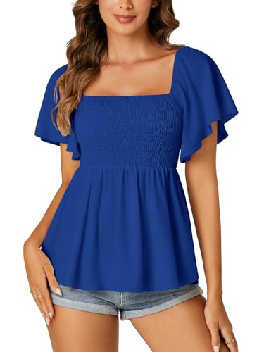 Image of LYANER Women's Square Neck Cute Peplum Top