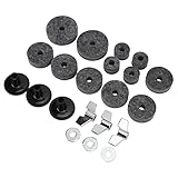 ADECUADO PARA LA MAYORÍA DE LOS KITS DE BATERÍA: contiene almohadillas de fieltro, manguitos, tuercas y arandelas de tamaño estándar, adecuados para la mayoría de los kits de batería, brindan una gran comodidad
