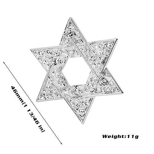 Vvcome Sparkle Crystal Star Of David Brooch Pin Rhinestone Star Bouquet Brooch Pin Lapel Pins Spiritual Brooch Badge (Silver) #TOP6