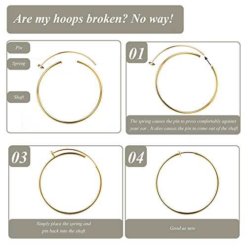 Sanfenly 8Pcs Clip On Hoop Earrings for Women Stainless Steel, Silver Gold Non Piercing Big Hoop Earring Hypoallergenic Twisted Hoop Earrings for Non Pierced Lightweight Ears4