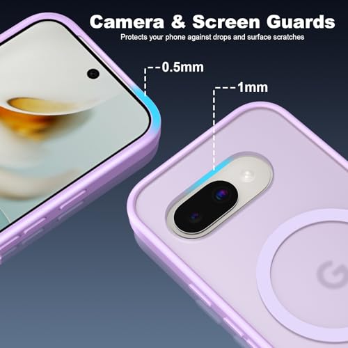 Image of X-level for Google Pixel 9A Case Compatible with MagSafe, Military Grade Drop Protection,Slim Translucent Matte Back Cover Shockproof Anti-Scratch Magnetic for Google Pixel 9A Phone Case,Purple