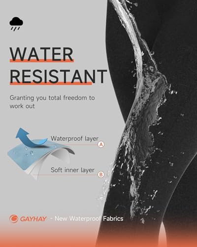 GAYHAY Fleece Lined Leggings for Women with Pockets- Water Resistant Winter Thermal Warm High Waisted Workout Tights Pants，Dark Grey Heather，Small-Medium
