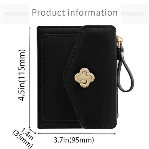 Image of Farcauo Small Wallets Woman Cute Black Wallet for Woman Girls Kawaii Thin Mini Wallet Womens Ladies and Girls Minimalist Women's Wallet with ID Window