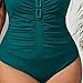 Women Plus Size One Piece Swimsuit Solid Tummy Control Bathing Suit Ruched Beachwear 2026 Summer Fashion Green