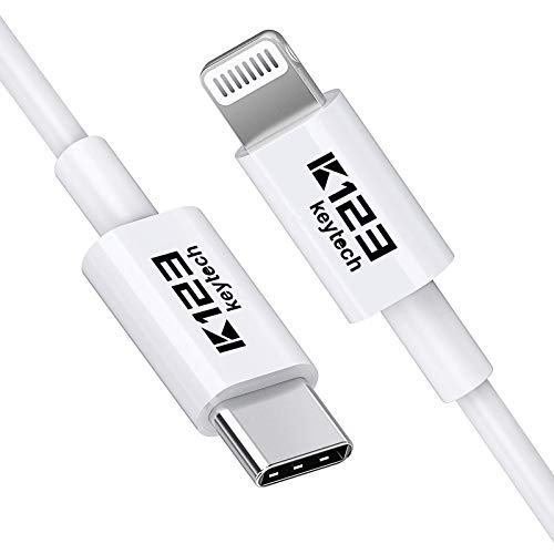 K123 Keytech USB C to Lightning Cable [Apple MFi Certified] 3.3ft Charging Cable Syncing Cord for iPhone X/XS/XR/XS Max / 8/8 Plus, Supports Power Delivery (for Use with Type C Chargers) (White)