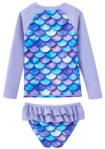 Image of UMELOK Toddler and Little Girls Rash Guard Sets with Bikini Bottoms Swimwear