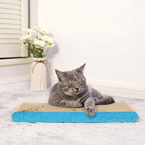 Image of AMZNOVA Cat Scratcher, Cardboard Cat Scratchers, Durable & Recyclable Scratch Pad, Colors Series, Narrow, Glitter Blue