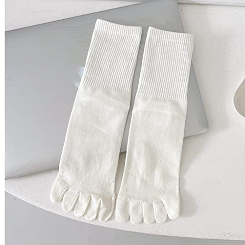 Five Finger Socks Female Cute Middle Tube Split Toe Socks Spring and Thin Everything Casual Pile Socks(C)