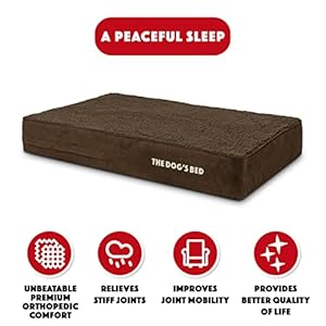 The Dog’s Bed Orthopedic Memory Foam Dog Bed, Large Brown Plush 40x25, Pain Relief for Arthritis, Hip & Elbow Dysplasia, Post Surgery, Lameness, Veterinary Approved, Waterproof Washable Cover The Dogs Bed Orthopedic Memory Foam Dog Bed Large Brown Plush 40×25 Pain Relief for Arthritis Hip Elbow Dysplasia Post Surgery Lameness Veterinary Approved Waterproof Washable Cover