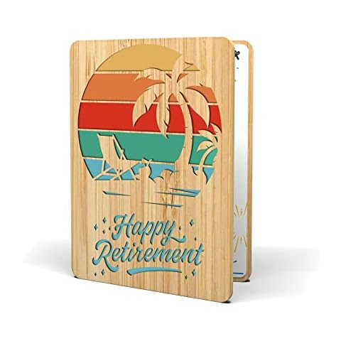 Happy Retirement Cards for Women - Men | Made From Real Bamboo | 6" X 4.5" - 1 Pack (Envelope Included) | Congratulations on Retirement Card for Coworker, Colleague, Teacher, Family Member etc Cover