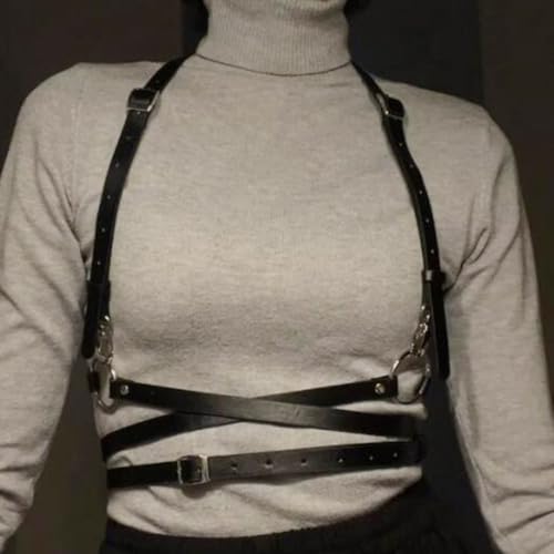 COSYDAYS Black Punk Leather Harness Gothic Body Harness Chest Leather Belt Accessories for Women4