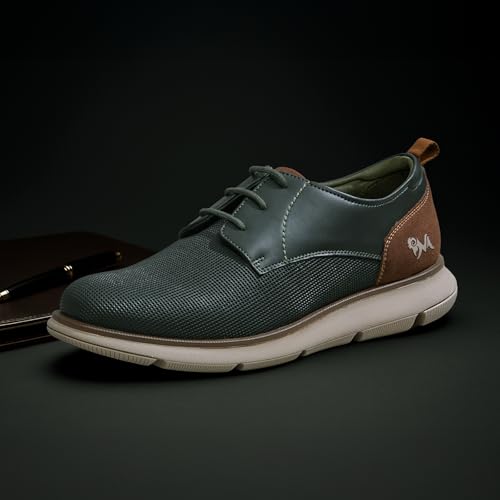 Image of Neeman's Textured Derby Sneakers for Men | PU & Micro-Suede Upper, Cushioned EVA Sole | Lightweight Lace-Up Casual Shoes for All-Day Comfort.